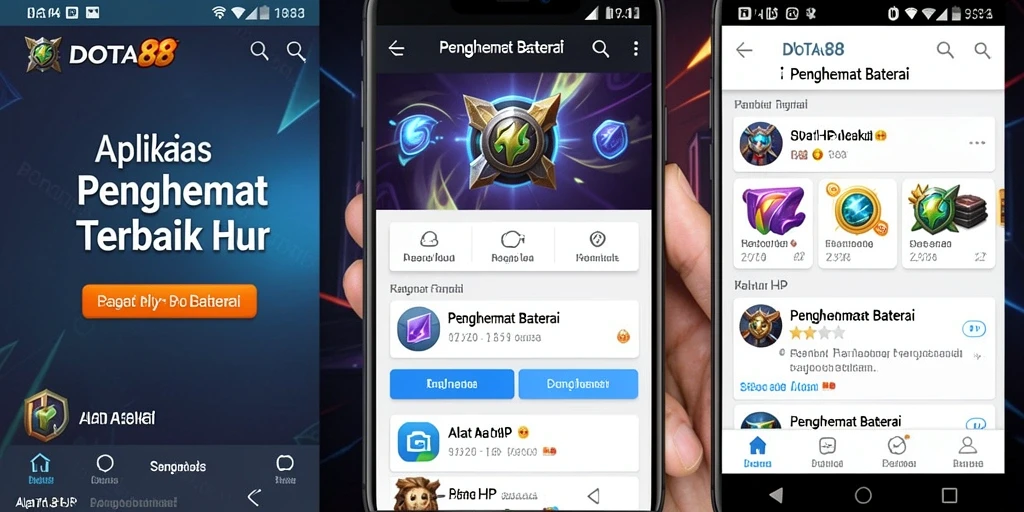 Tampilan utama DOTA88 dengan fitur Penghemat Baterai yang intuitif.