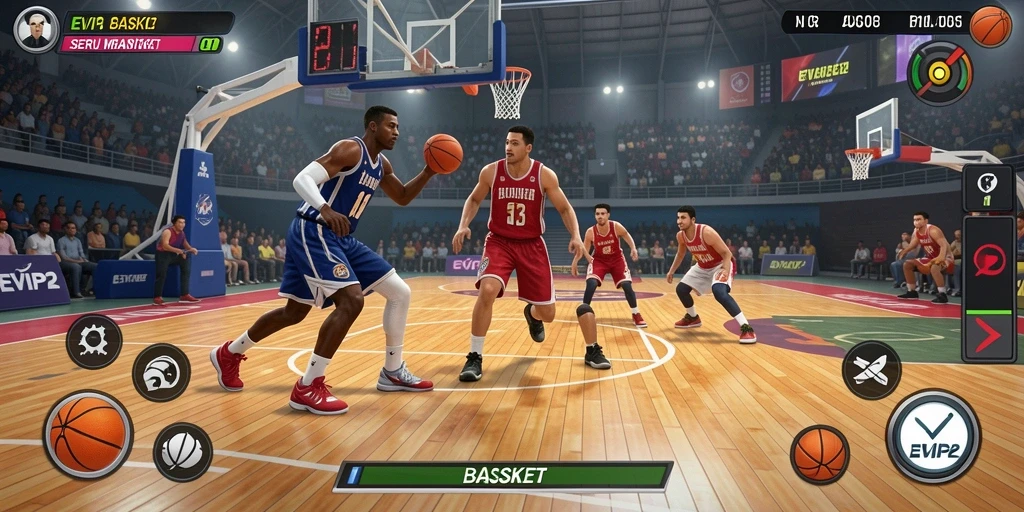 Screenshot antarmuka game Basket EVIP2 dengan grafis menarik.