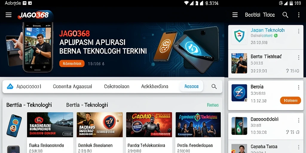 Tampilan antarmuka aplikasi JAGO368 yang modern dan informatif.