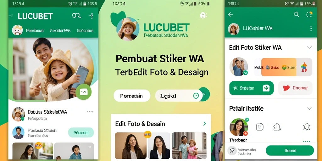 Antarmuka aplikasi LUCUBET untuk Pembuat Stiker WA yang mudah digunakan.