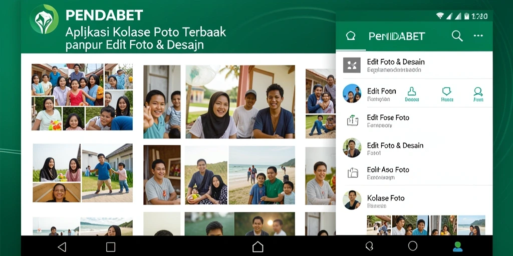 Antarmuka pengguna PENIDABET yang stylish untuk membuat kolase foto.