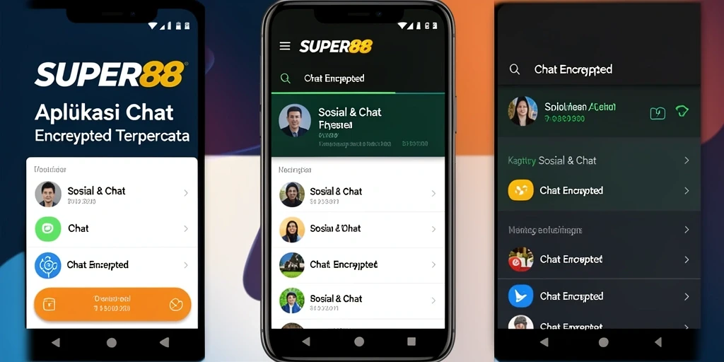 Screenshot utama dari SUPER88 menampilkan antarmuka aplikasi Chat Encrypted yang sederhana dan aman.