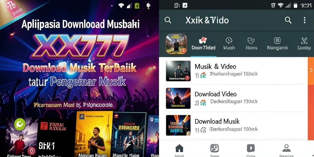 Antarmuka aplikasi XXX777 yang intuitif dan menarik untuk Download Musik.